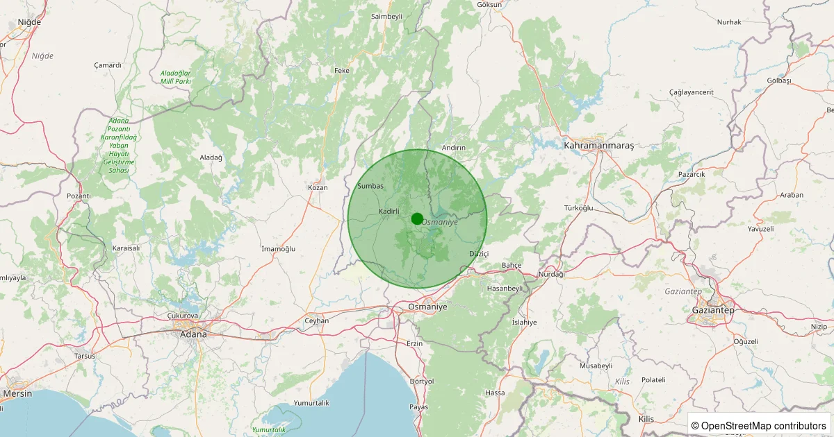 05 Ekim 2025 saat 02:58 - Kadirli - 1.20ML depreminin harita gösterimi