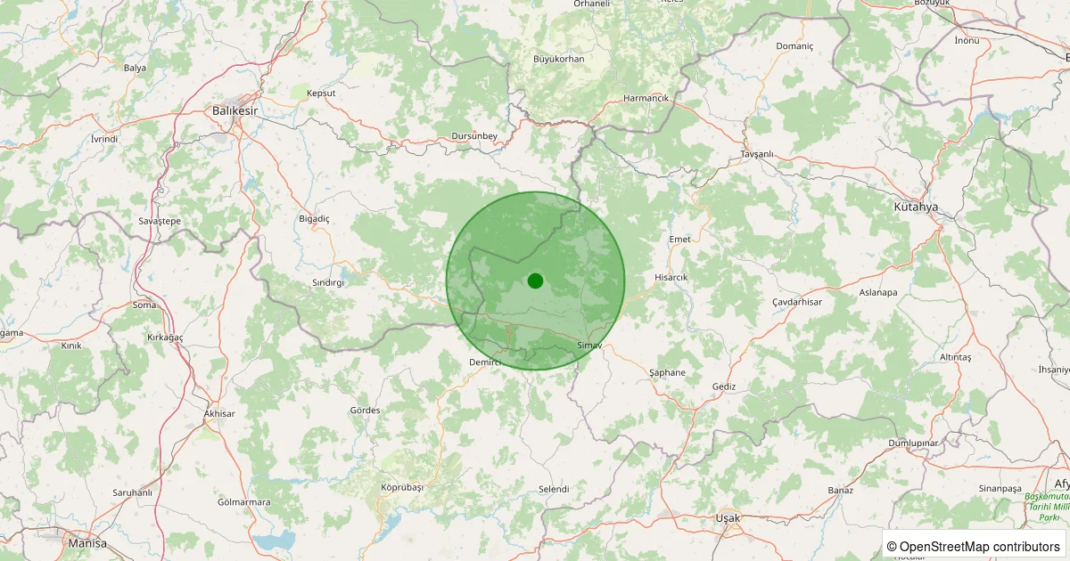 05 Ekim 2025 saat 03:20 - Simav - 0.90ML depreminin harita gösterimi