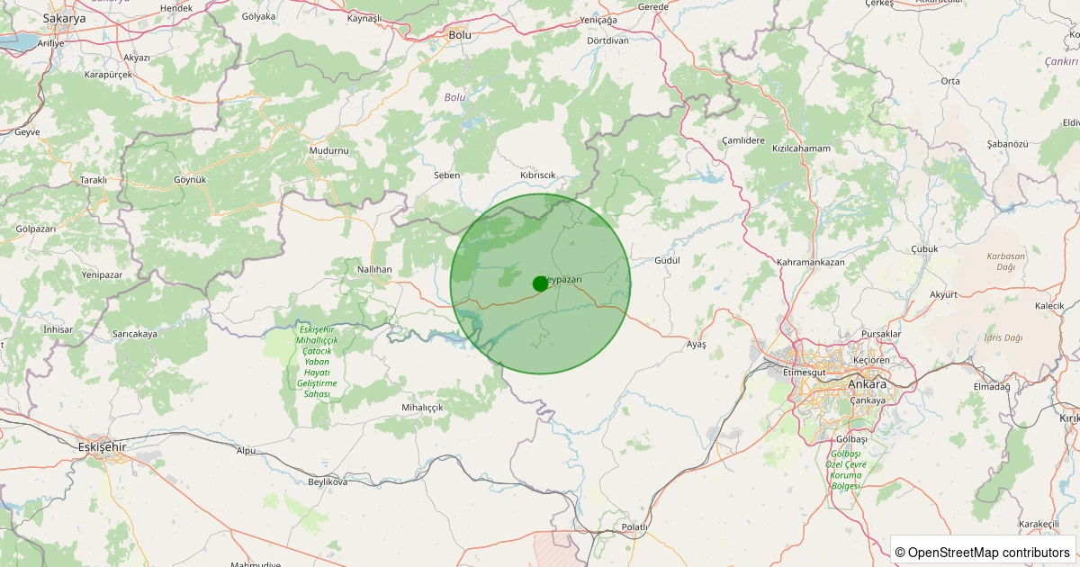 20 Ekim 2025 saat 17:46 - Beypazarı - Bağözü(Zaviye) - 2.00ml depreminin harita gösterimi
