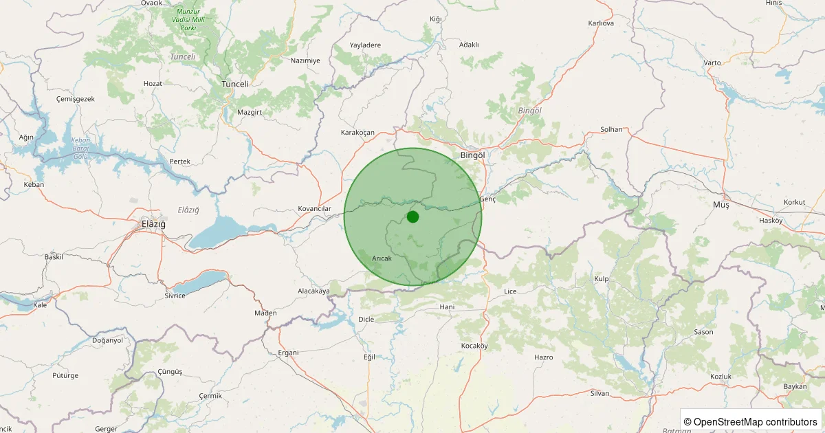 05 Ekim 2025 saat 03:19 - Genç - 1.20ML depreminin harita gösterimi
