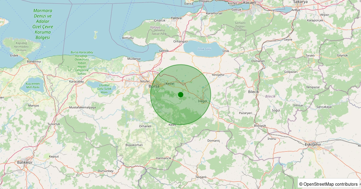 20 Ekim 2025 saat 19:18 - Kestel - 1.60ml depreminin harita gösterimi