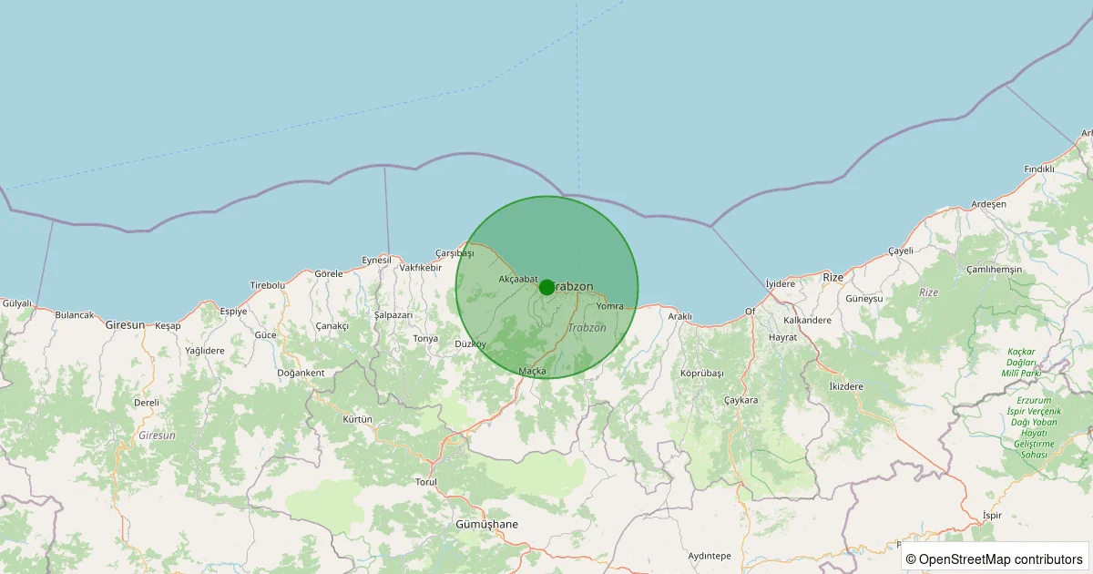 05 Ekim 2025 saat 03:31 - Karadeniz - [01.52 km] Ortahisar - 1.50ML depreminin harita gösterimi