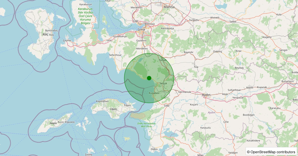 21 Ekim 2025 saat 00:45 - Menderes - Ahmetbeyli - 0.90ML depreminin harita gösterimi