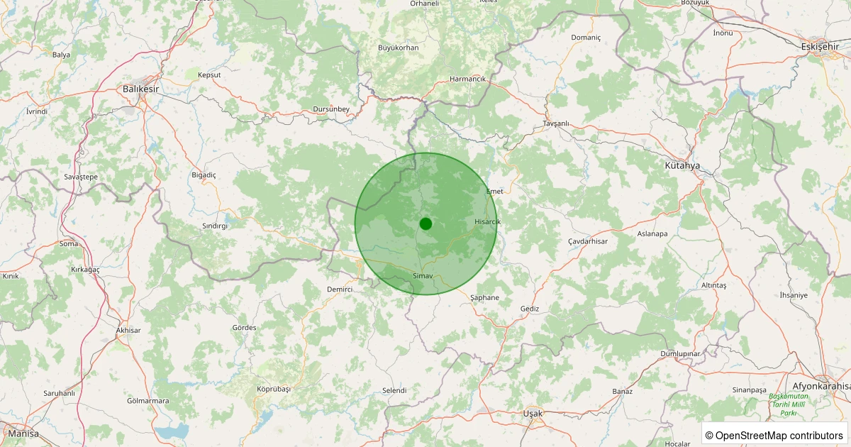 21 Ekim 2025 saat 01:49 - Simav - Maden Köyü - 1.60ml depreminin harita gösterimi