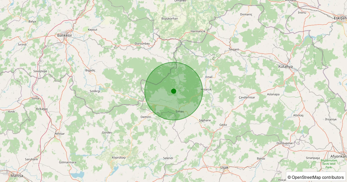 05 Ekim 2025 saat 06:42 - Simav - 1.20ML depreminin harita gösterimi
