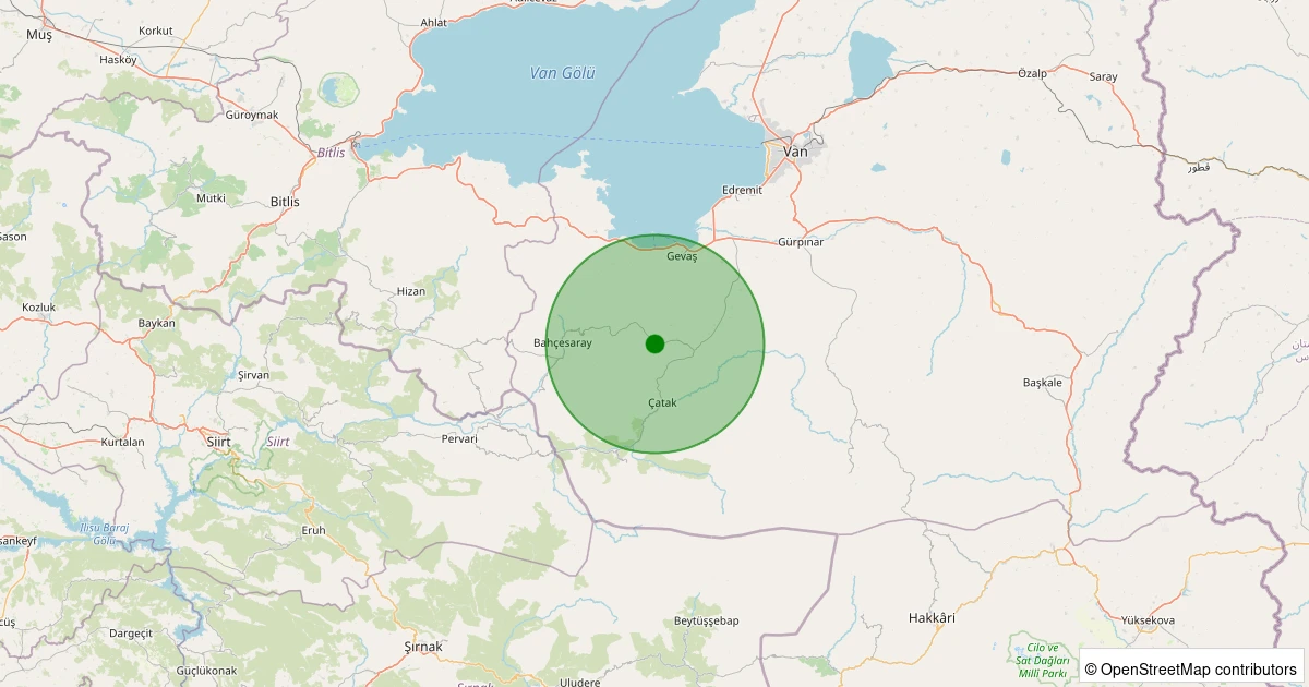 21 Ekim 2025 saat 04:13 - Çatak - Akçebük - 1.80ml depreminin harita gösterimi