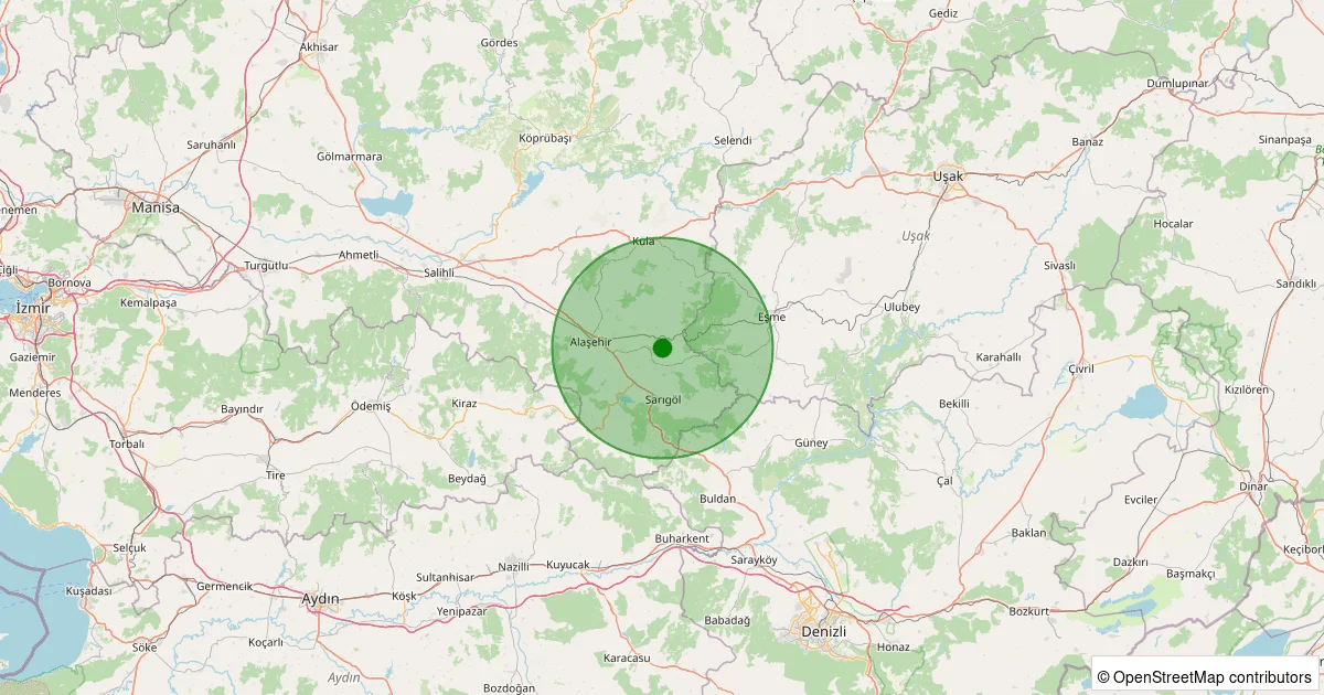 05 Ekim 2025 saat 07:10 - Alaşehir - 2.90ML depreminin harita gösterimi