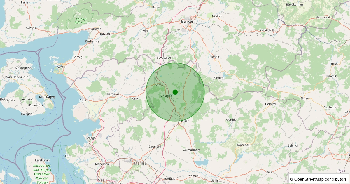 21 Ekim 2025 saat 08:06 - Kırkağaç - Şaireşref - 1.30ml depreminin harita gösterimi