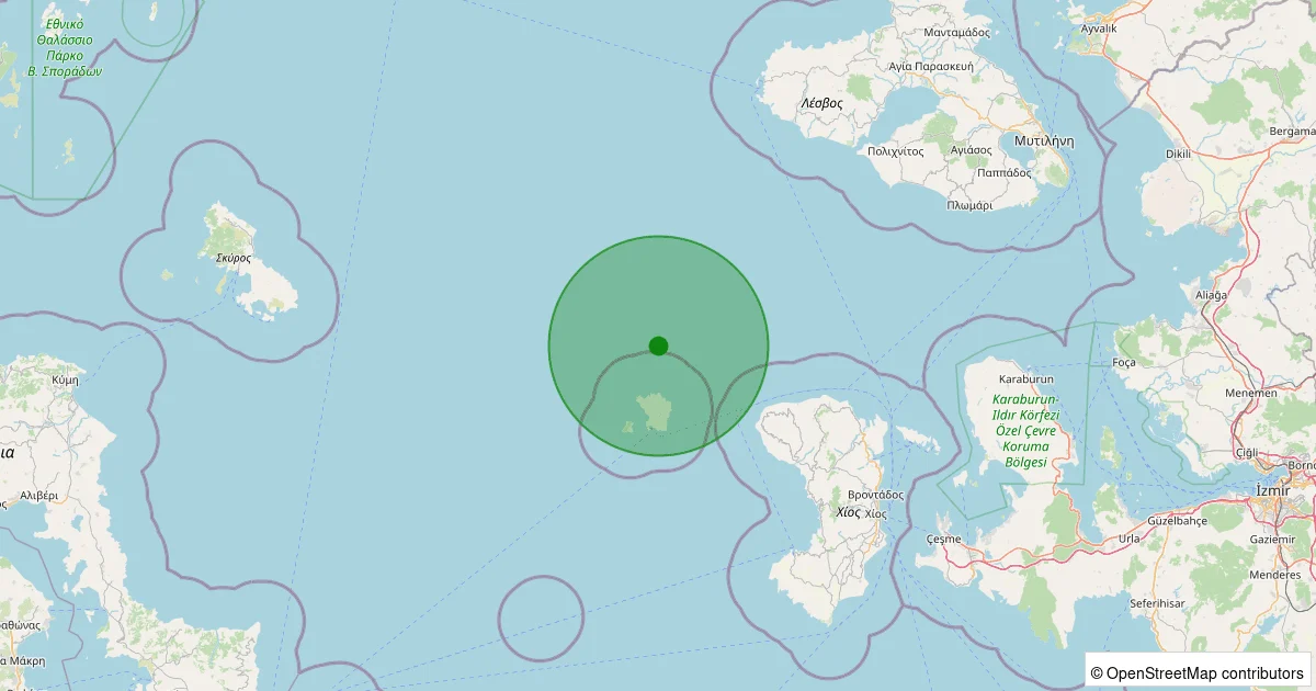 05 Ekim 2025 saat 07:30 - Ege Denizi - [70.27 km] Karaburun - 2.20ML depreminin harita gösterimi