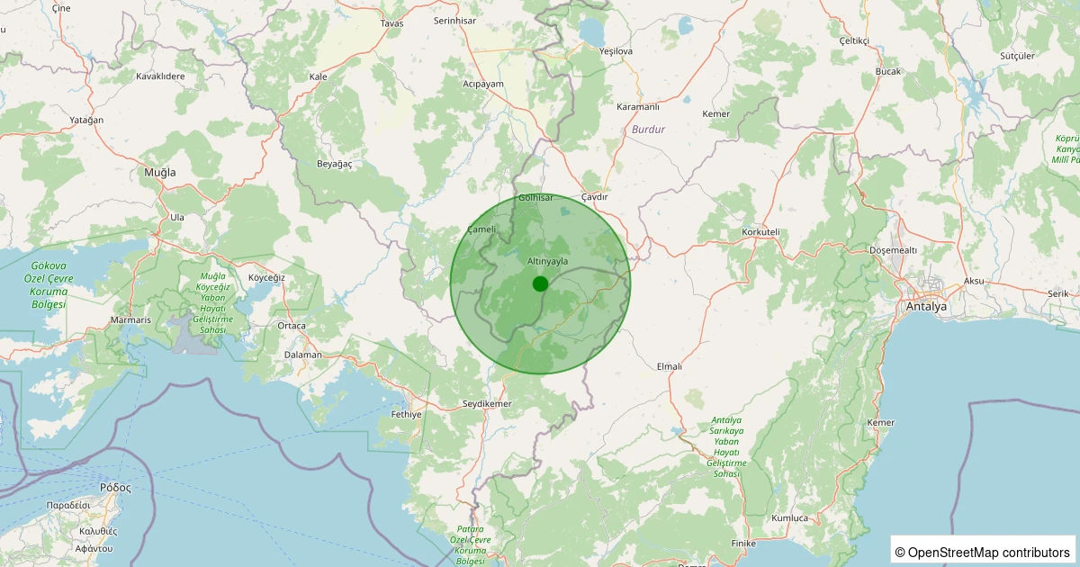21 Ekim 2025 saat 11:07 - Altınyayla - Altınyayla(Dirmil) - 1.60ml depreminin harita gösterimi