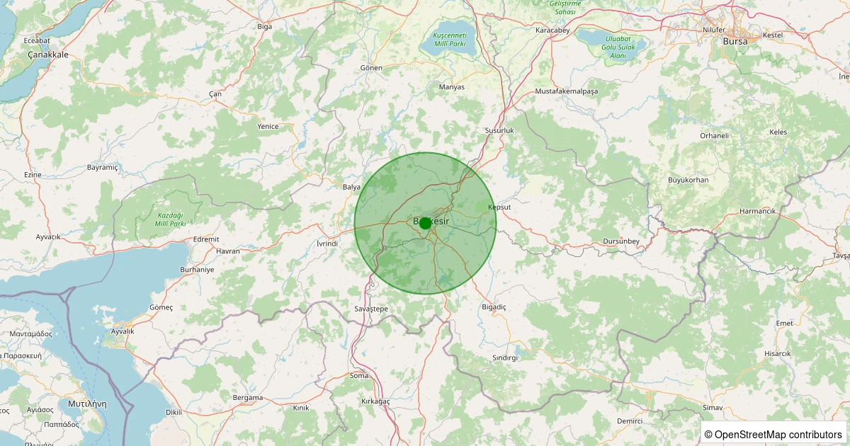 21 Ekim 2025 saat 15:20 - Altıeylül - Dinkçiler - 2.40ml depreminin harita gösterimi