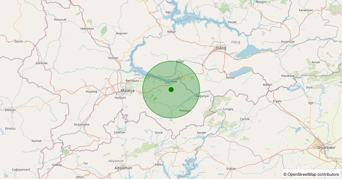 21 Ekim 2025 saat 22:27 - Kale - Tepebaşı Köyü - 1.10ml depreminin harita gösterimi