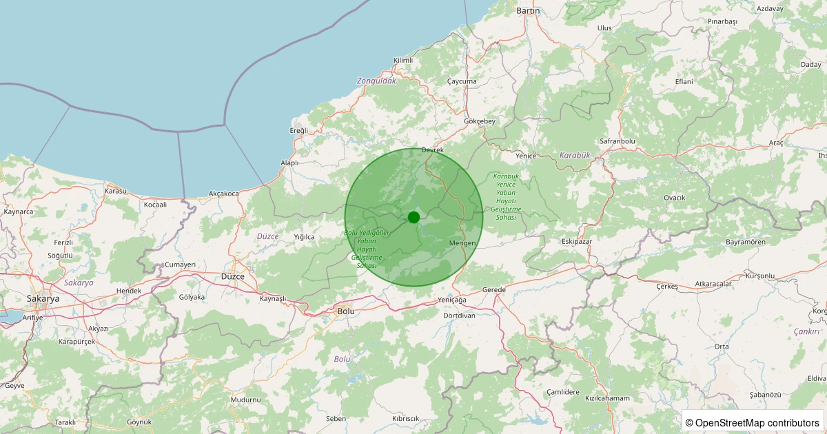 21 Ekim 2025 saat 22:20 - Devrek - 0.70ML depreminin harita gösterimi