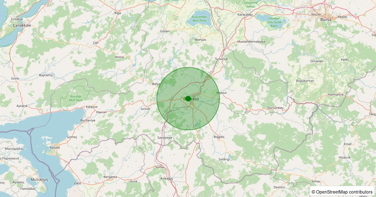 22 Ekim 2025 saat 02:29 - Karesi - Adnan Menderes - 1.10ml depreminin harita gösterimi