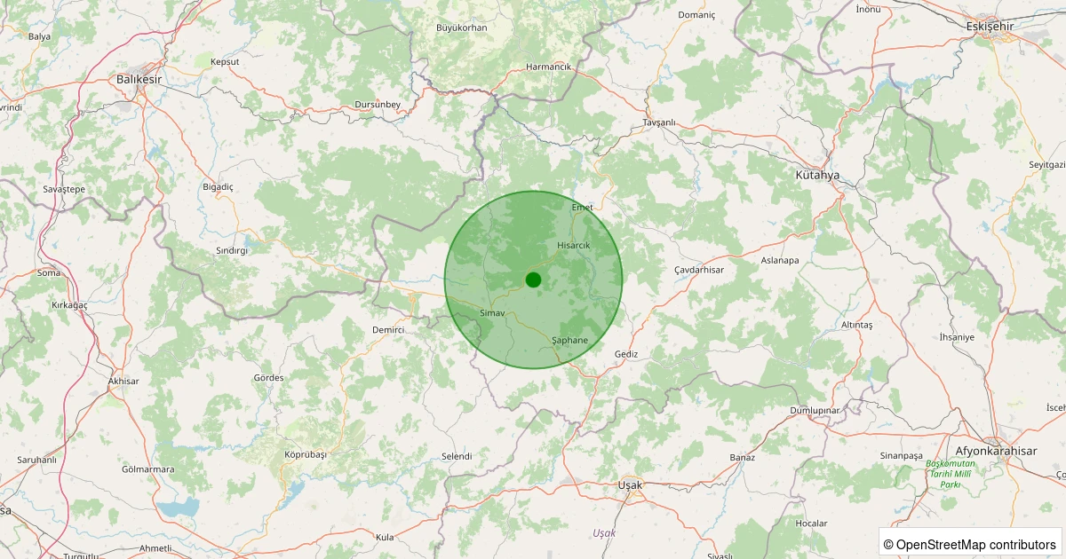 22 Ekim 2025 saat 04:01 - Simav - Söğüt Köyü - 0.80ml depreminin harita gösterimi