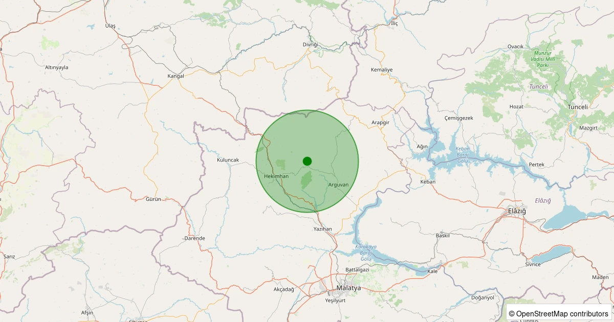 22 Ekim 2025 saat 04:03 - Hekimhan - İğdir Köyü - 1.30ml depreminin harita gösterimi