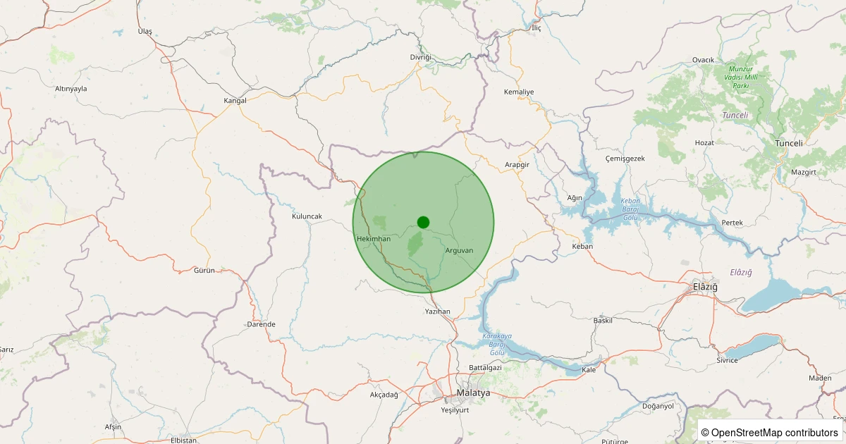 22 Ekim 2025 saat 04:58 - Hekimhan - Ballıkaya Köyü - 2.40ml depreminin harita gösterimi