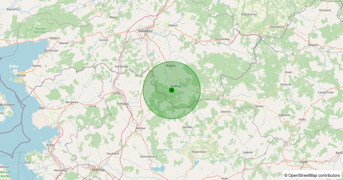 22 Ekim 2025 saat 05:04 - Sındırgı - 1.90ml depreminin harita gösterimi