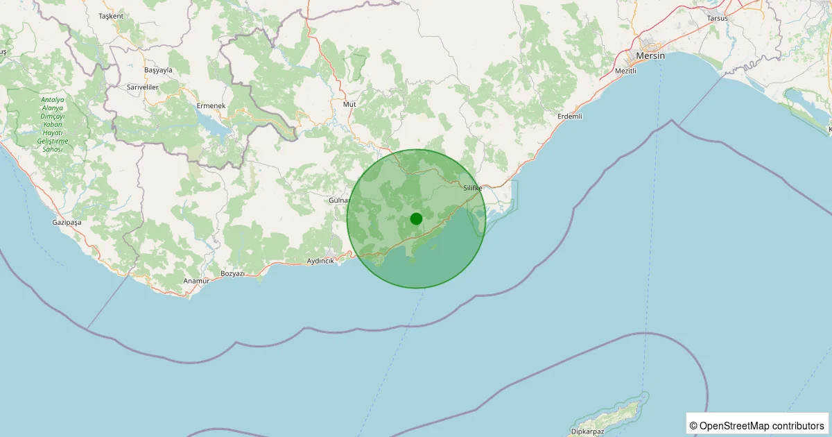 03 Ekim 2025 saat 11:58 - KIRTIL-SILIFKE - 1.30ML depreminin harita gösterimi