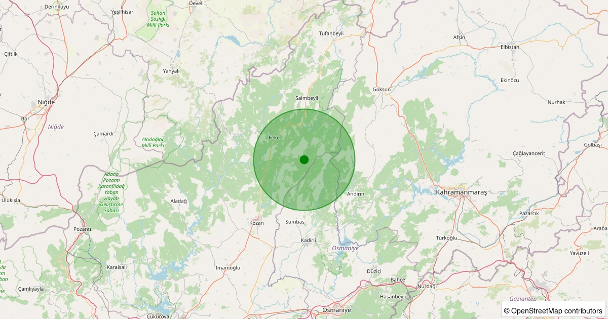 22 Ekim 2025 saat 05:56 - Kozan - Akçalıuşağı - 1.60ml depreminin harita gösterimi