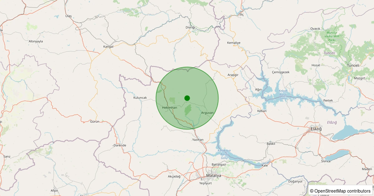 22 Ekim 2025 saat 06:26 - Hekimhan - İğdir Köyü - 1.40ml depreminin harita gösterimi