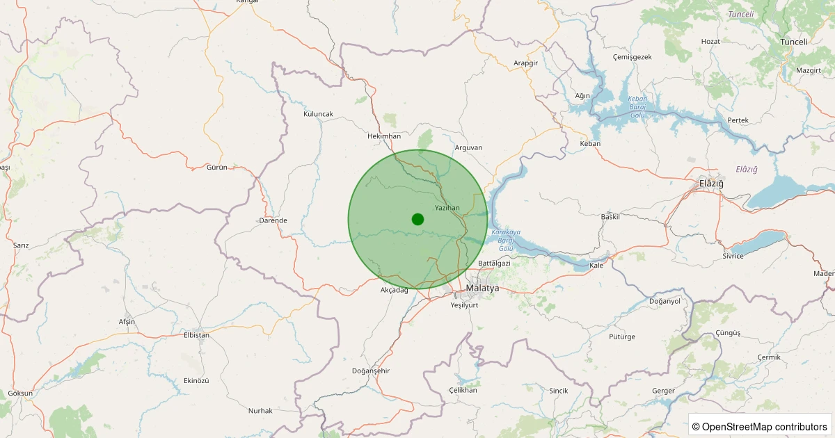22 Ekim 2025 saat 06:32 - Yazıhan - Çivril - 1.40ml depreminin harita gösterimi