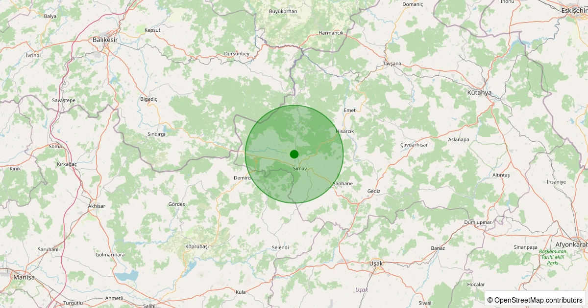 22 Ekim 2025 saat 06:40 - Simav - Naşa/Cumhuriyet - 0.80ml depreminin harita gösterimi