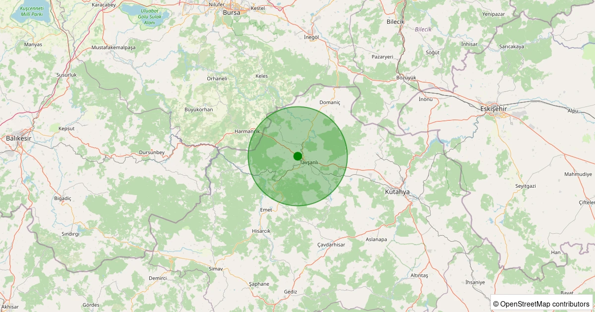 22 Ekim 2025 saat 12:55 - Tavşanlı - 1.40ml depreminin harita gösterimi