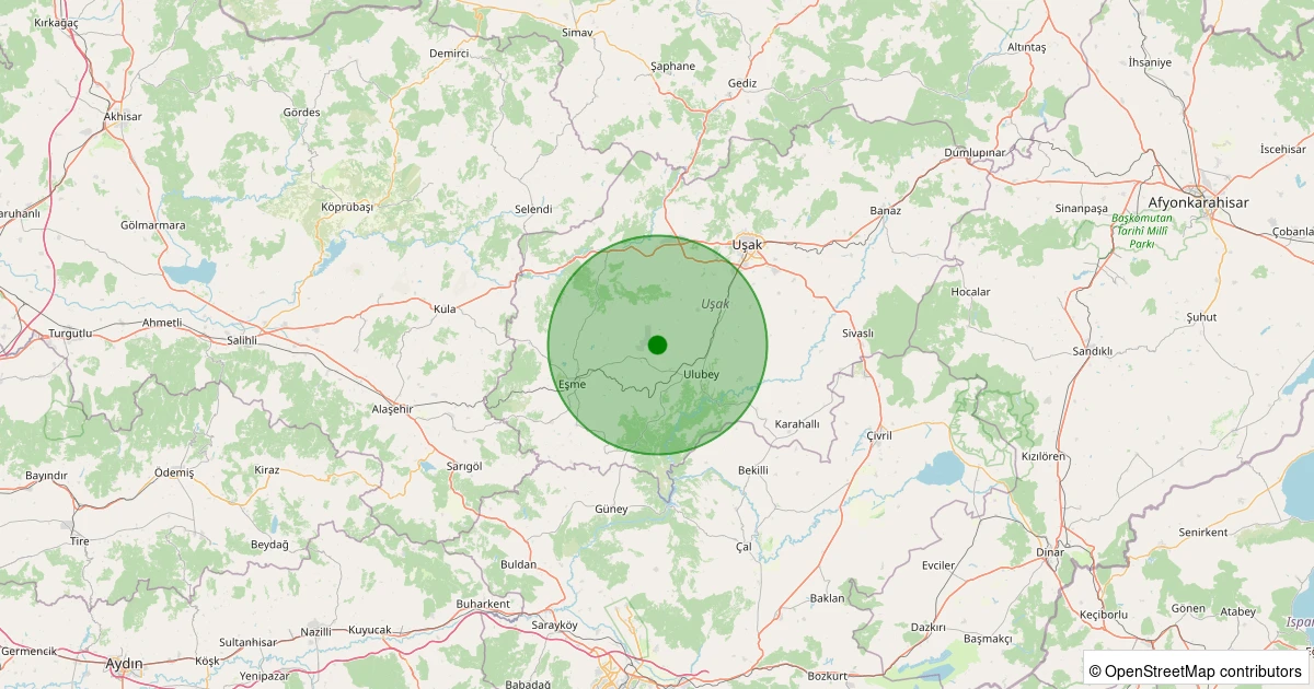 22 Ekim 2025 saat 15:29 - Ulubey - Kışla Köyü - 1.40ml depreminin harita gösterimi