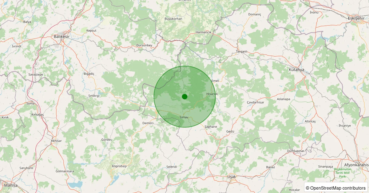 05 Ekim 2025 saat 09:27 - Simav - 1.20ML depreminin harita gösterimi