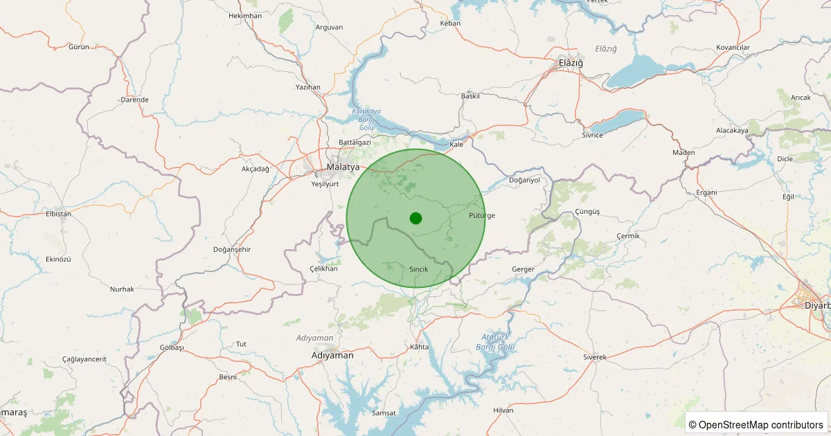 05 Ekim 2025 saat 09:22 - Battalgazi - 1.10ML depreminin harita gösterimi