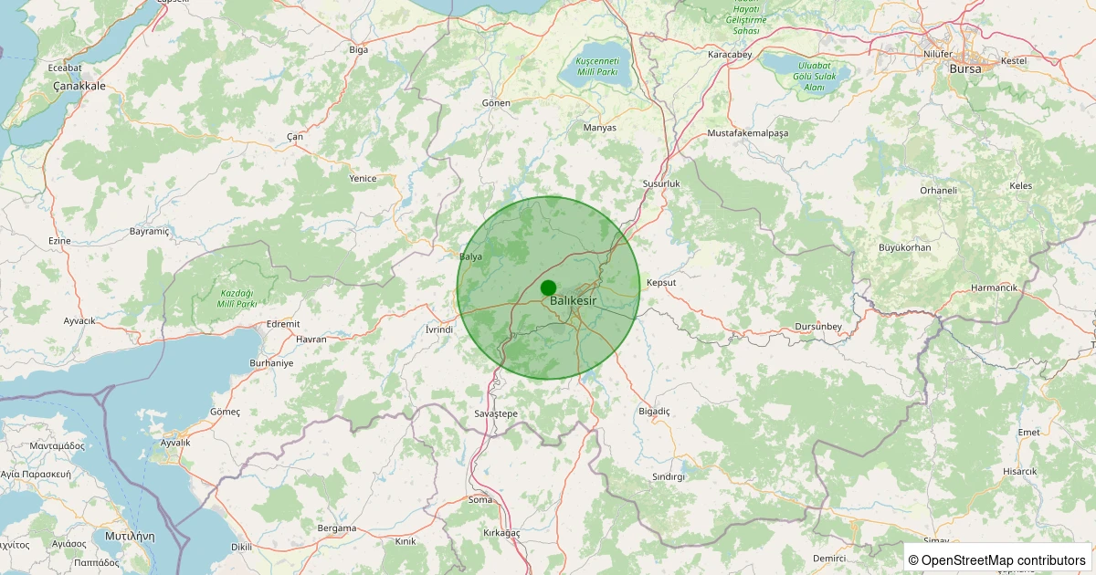 22 Ekim 2025 saat 16:59 - Karesi - Kalaycılar - 1.30ml depreminin harita gösterimi