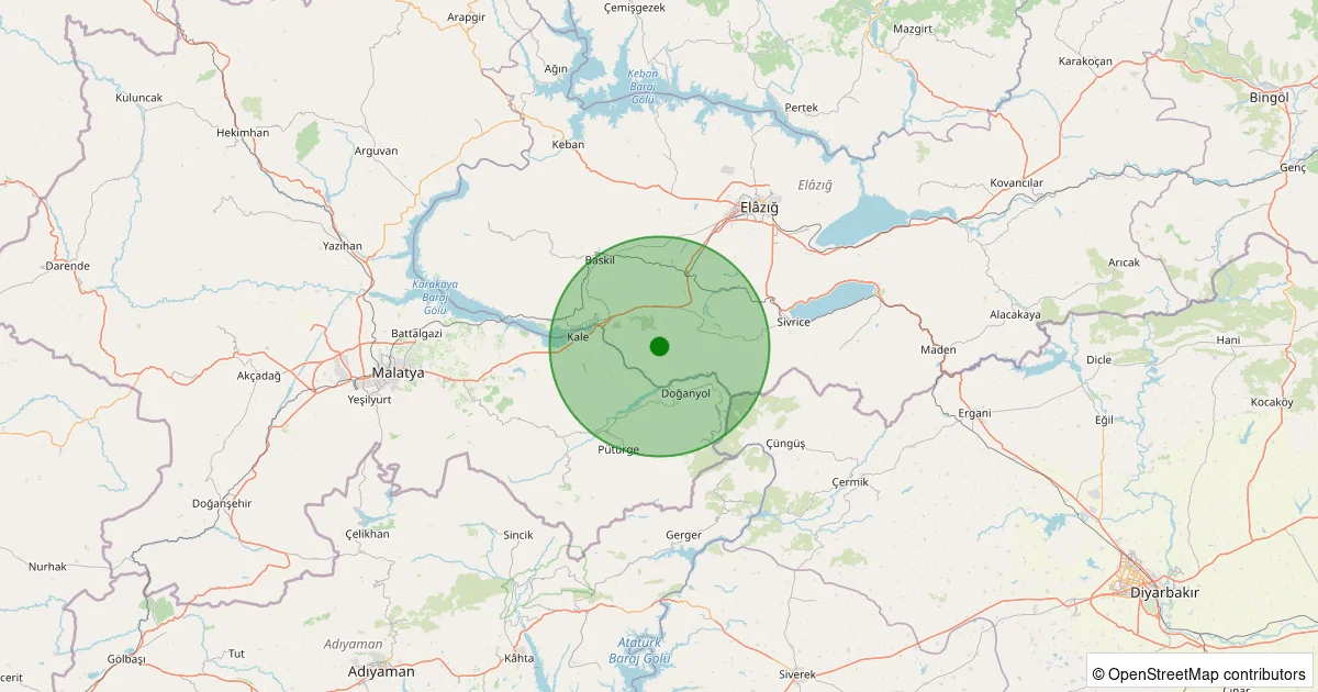 05 Ekim 2025 saat 11:10 - Sivrice - 1.80ML depreminin harita gösterimi