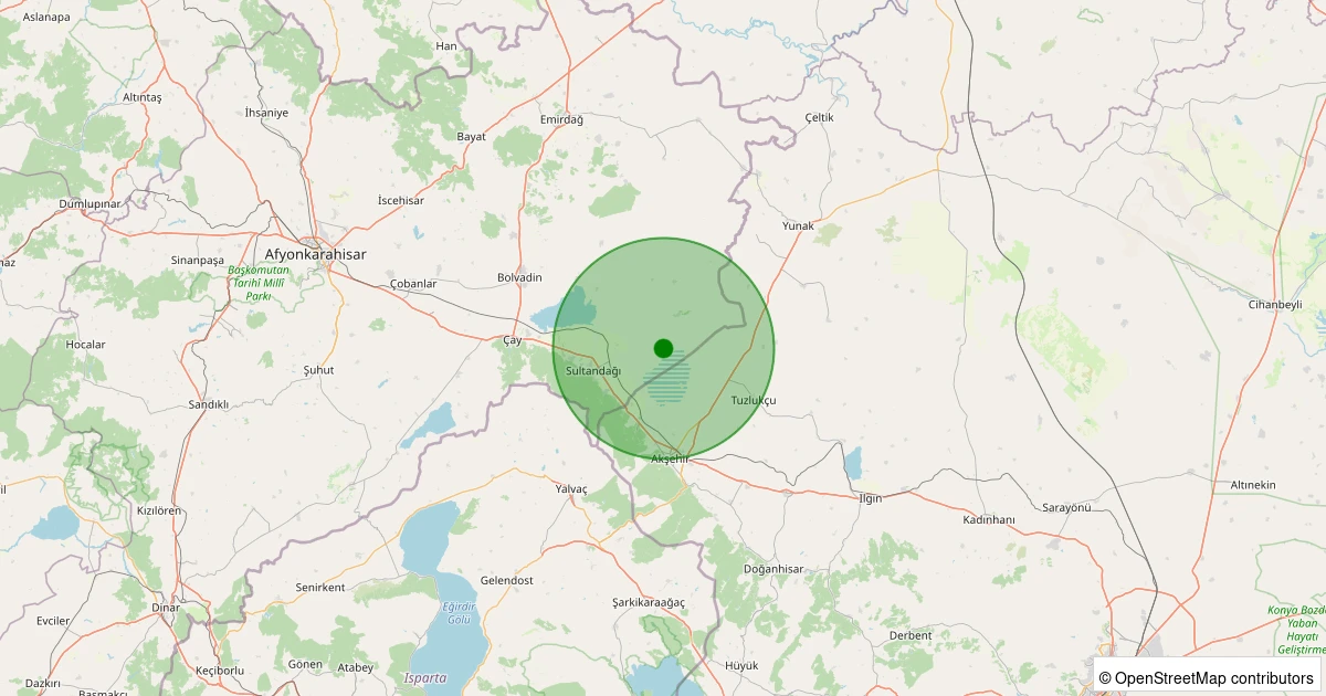 22 Ekim 2025 saat 22:43 - Sultandağı - 1.00ml depreminin harita gösterimi