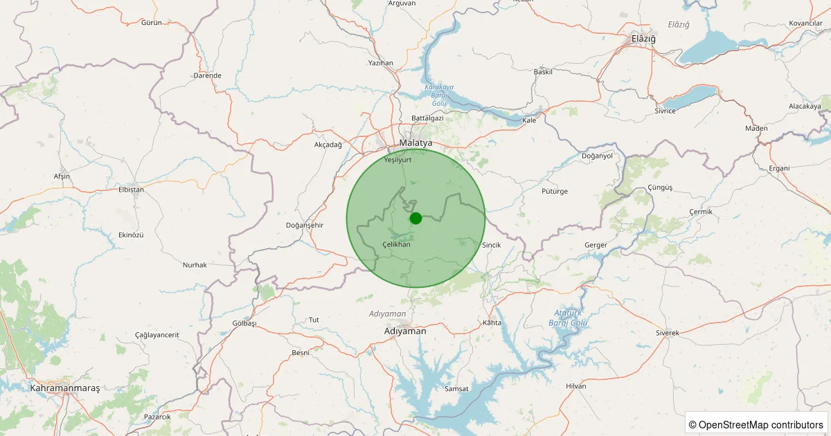 05 Ekim 2025 saat 15:56 - Çelikhan - 2.70ML depreminin harita gösterimi