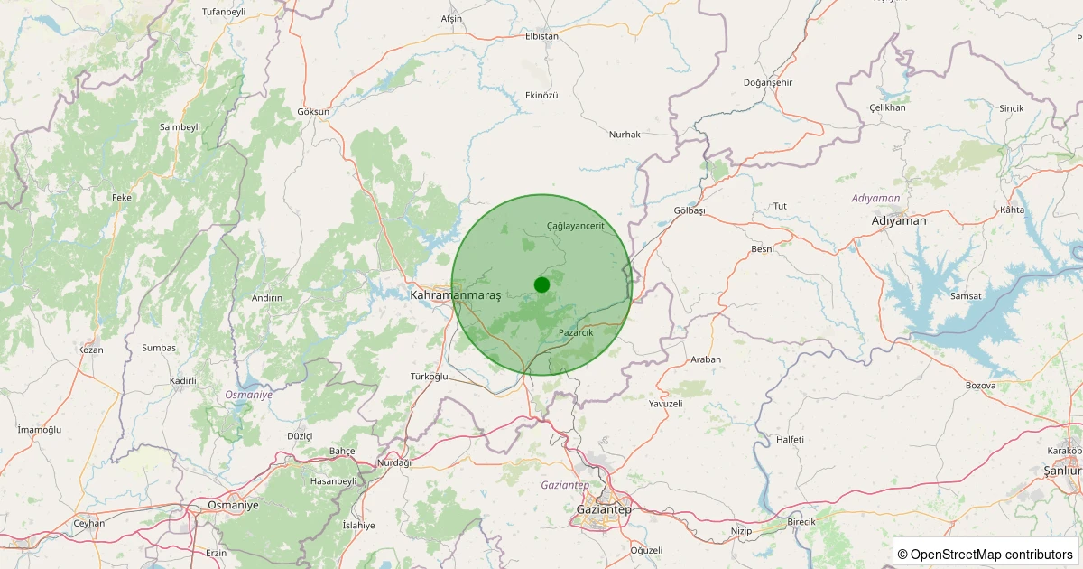 23 Ekim 2025 saat 02:09 - Dulkadiroğlu - Küçüknacar - 1.70ml depreminin harita gösterimi