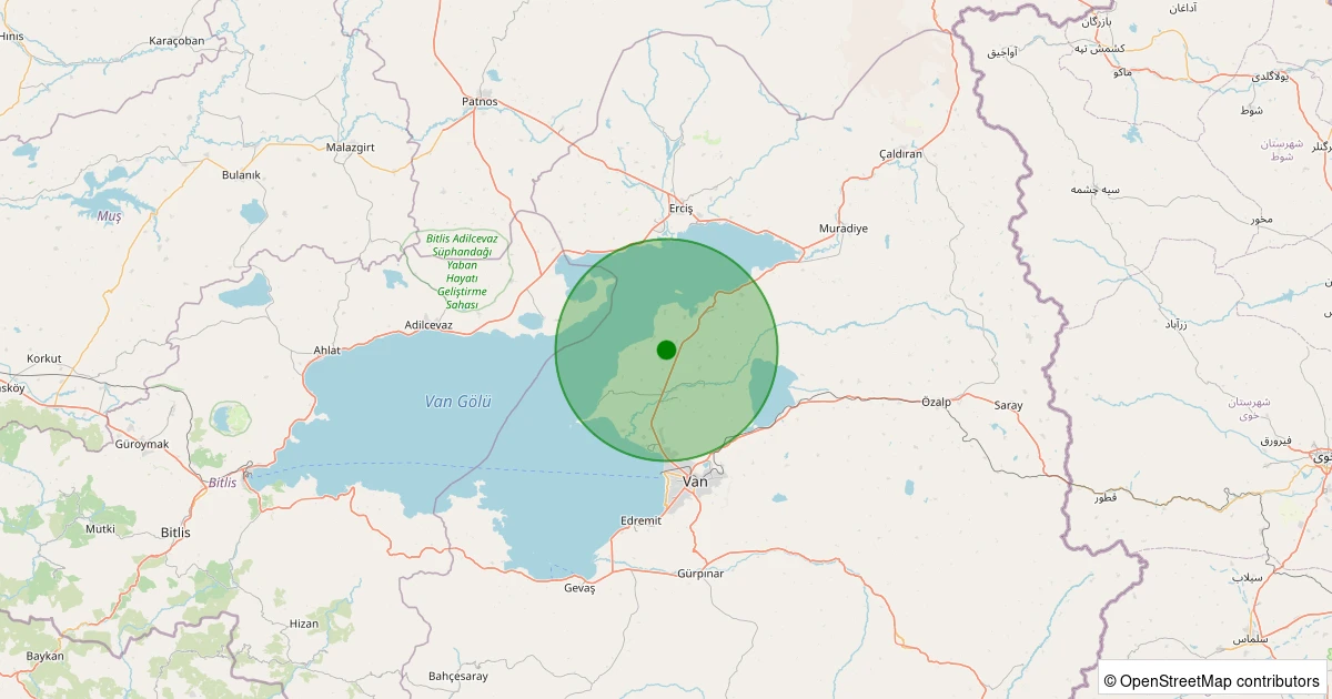 23 Ekim 2025 saat 02:28 - Tuşba - 1.50ml depreminin harita gösterimi