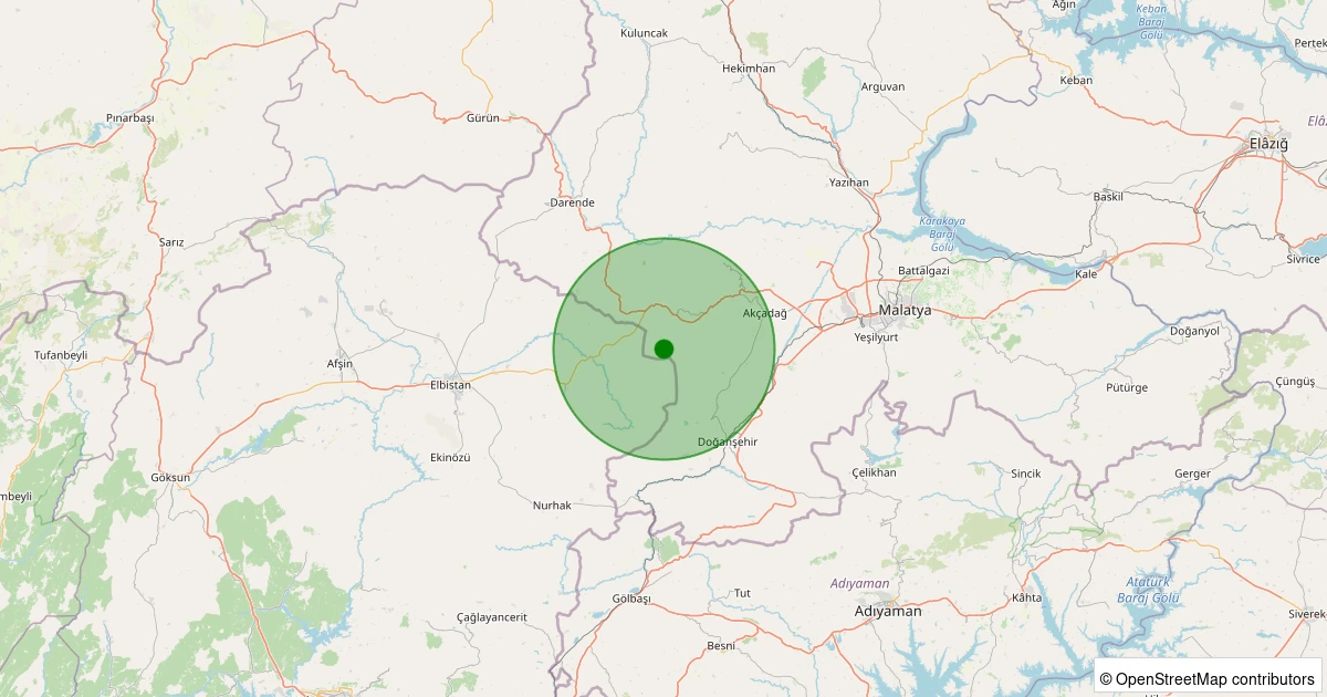 23 Ekim 2025 saat 03:22 - Akçadağ - Harunuşağı - 1.10ml depreminin harita gösterimi