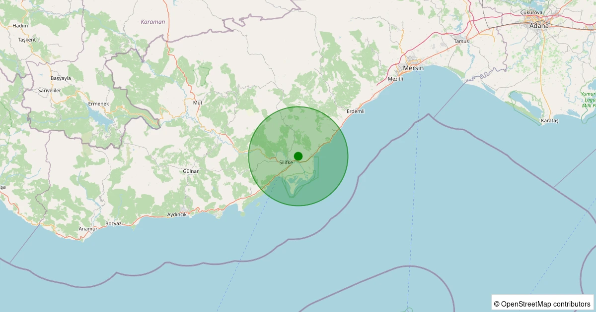 23 Ekim 2025 saat 05:43 - Silifke - Kabasakallı - 2.70ml depreminin harita gösterimi