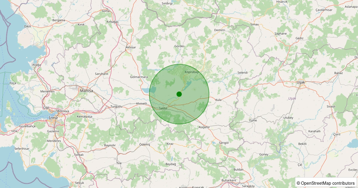 23 Ekim 2025 saat 08:50 - Salihli - Adala - 0.90ml depreminin harita gösterimi