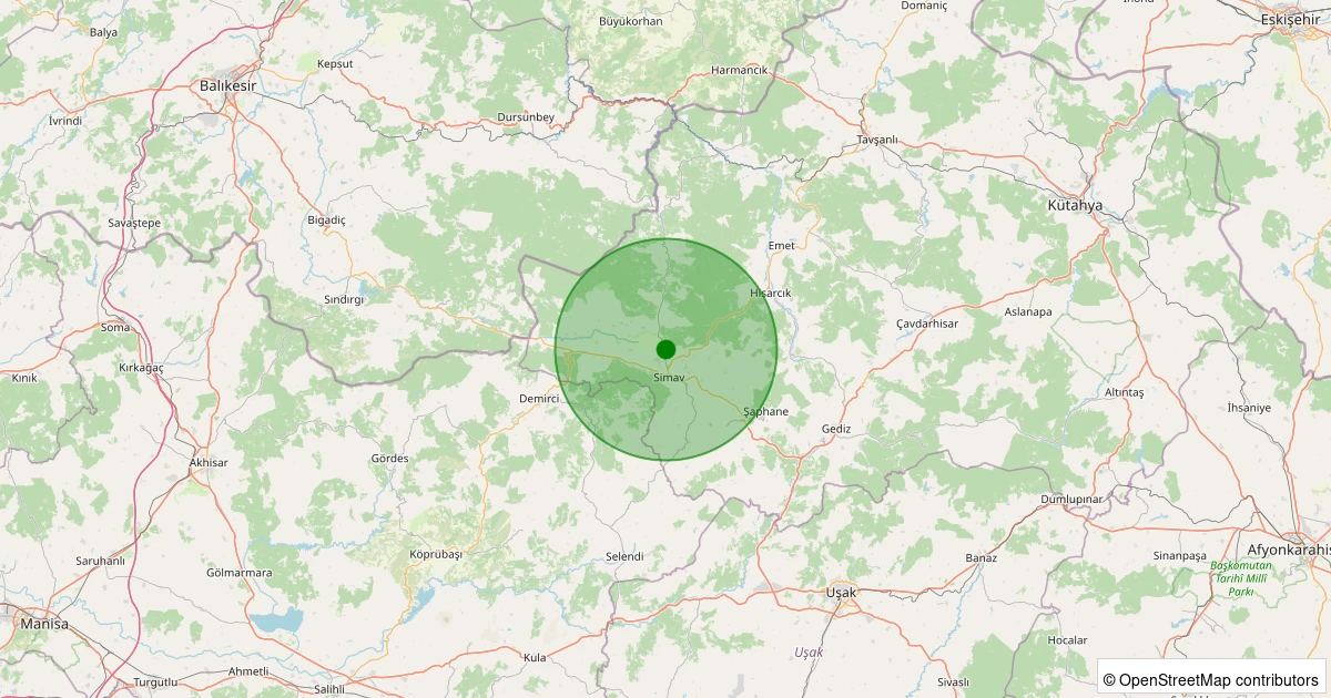 23 Ekim 2025 saat 09:50 - Simav - Naşa/Cumhuriyet - 0.80ML depreminin harita gösterimi
