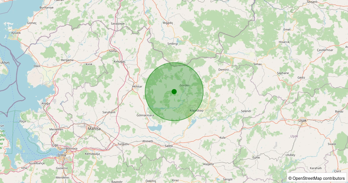 23 Ekim 2025 saat 11:01 - Gördes - Kayacık - 1.40ml depreminin harita gösterimi