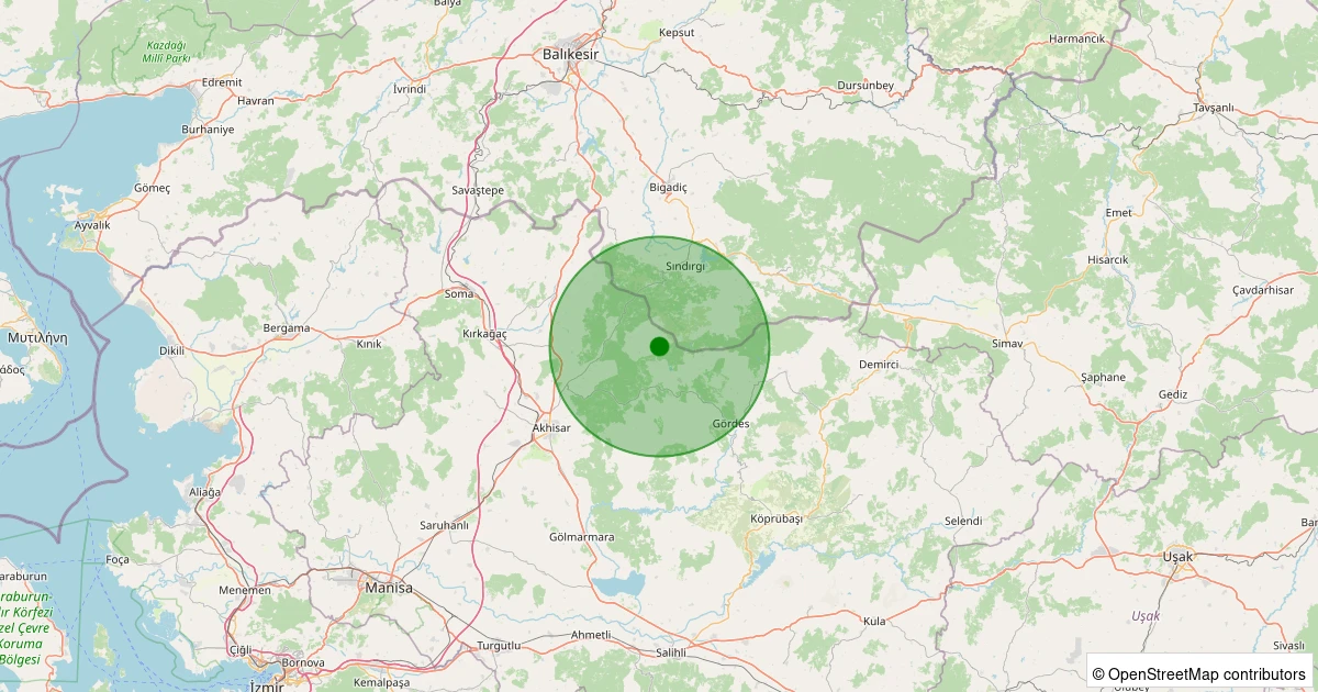 23 Ekim 2025 saat 11:24 - Akhisar - 1.50ml depreminin harita gösterimi