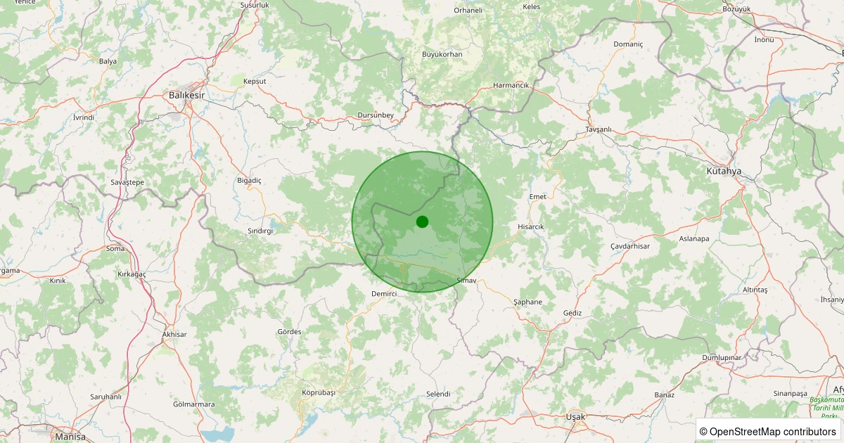 23 Ekim 2025 saat 12:03 - Simav - Kiçir Köyü - 1.60ml depreminin harita gösterimi