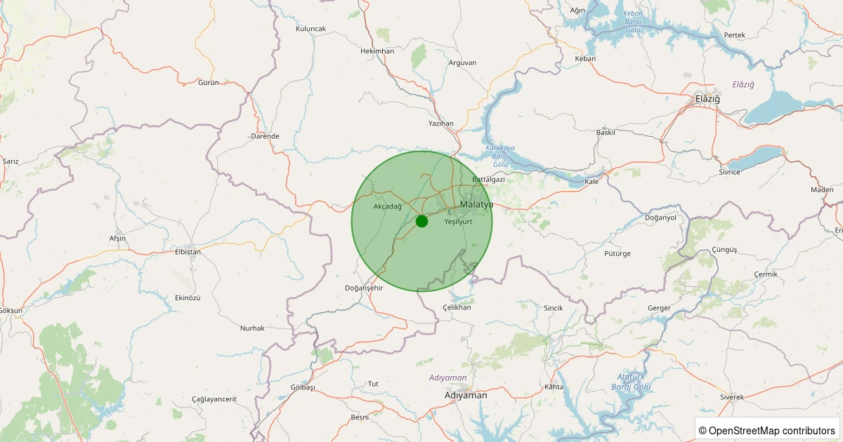 23 Ekim 2025 saat 12:37 - Yeşilyurt - Cafana - 1.00ml depreminin harita gösterimi
