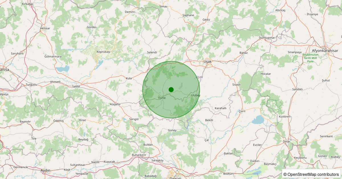 23 Ekim 2025 saat 12:59 - Eşme - Kolankaya Köyü - 0.70ML depreminin harita gösterimi