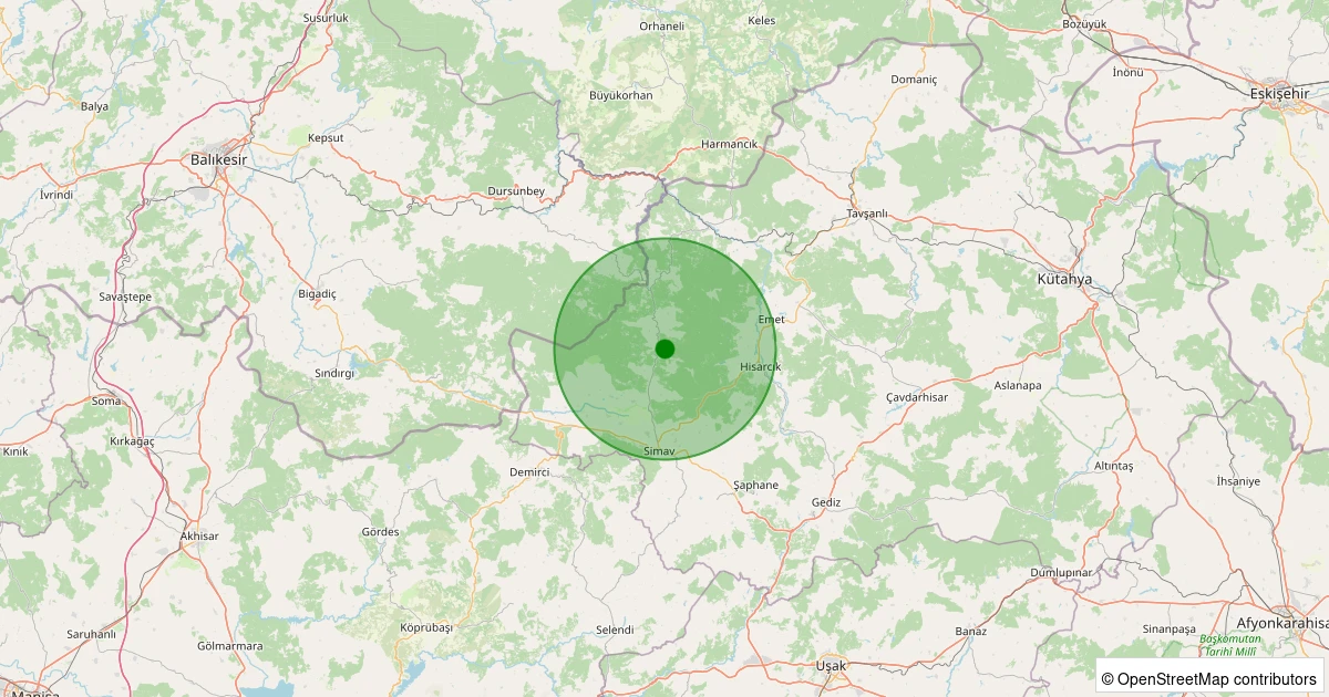 23 Ekim 2025 saat 13:16 - Simav - Eğdemir Köyü - 0.80ml depreminin harita gösterimi