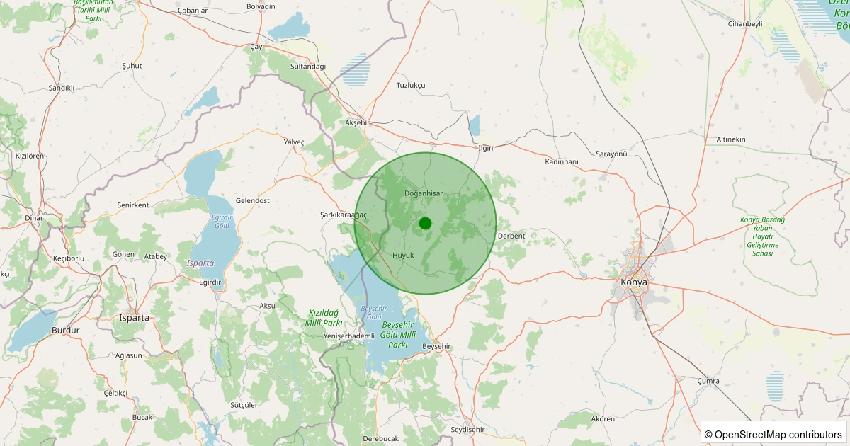 23 Ekim 2025 saat 14:59 - Doğanhisar - Cumhuriyet-Deşdiğin - 1.20ml depreminin harita gösterimi