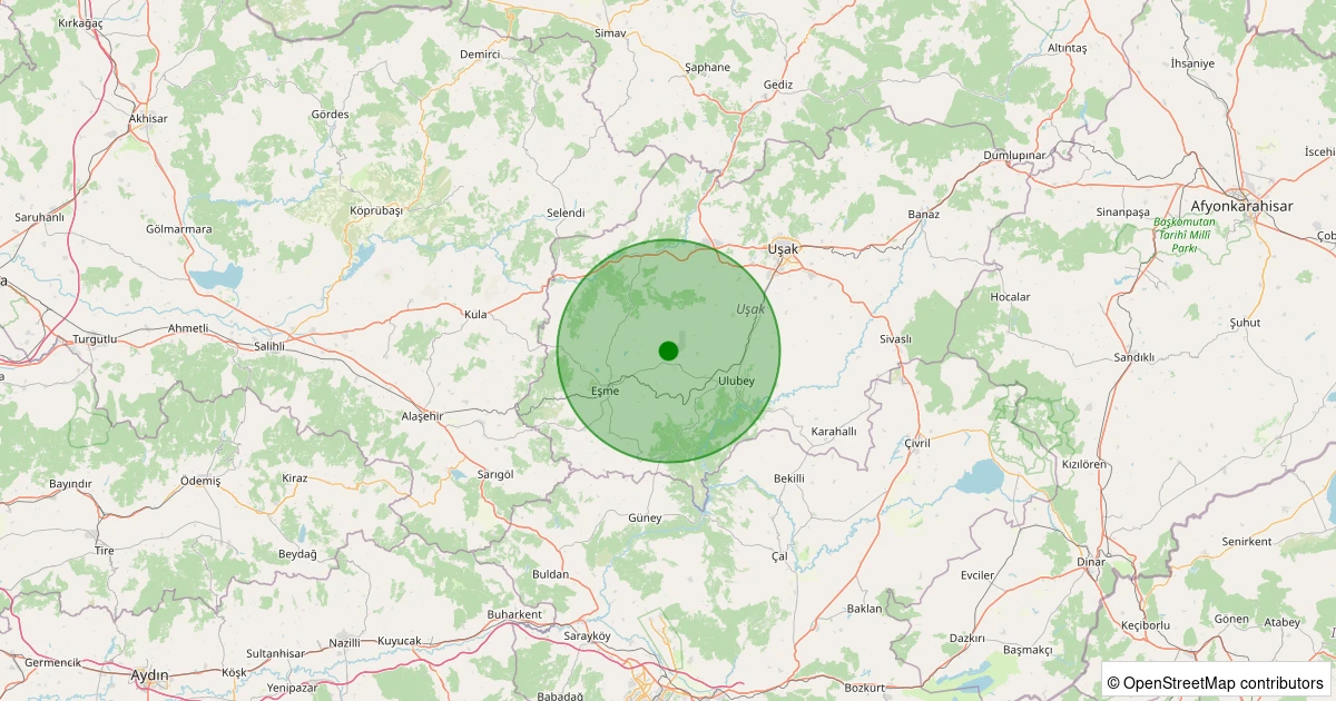 23 Ekim 2025 saat 15:31 - Eşme - Katrancılar Köyü - 0.80ML depreminin harita gösterimi