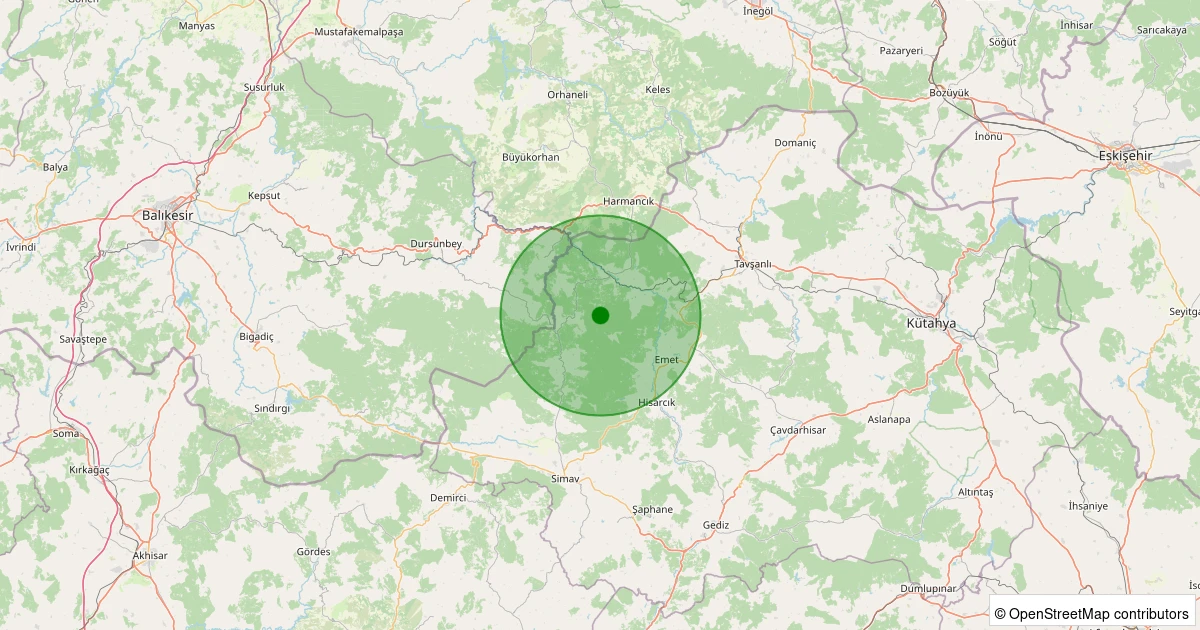 23 Ekim 2025 saat 15:44 - Simav - Örencik Köyü - 1.40ml depreminin harita gösterimi